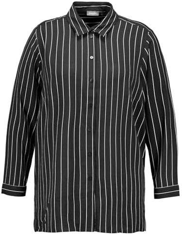 Samoon Damen Bluse mit Steifen-Dessin Langarm, Manschetten gestreift Black Gemustert 42 im Sale